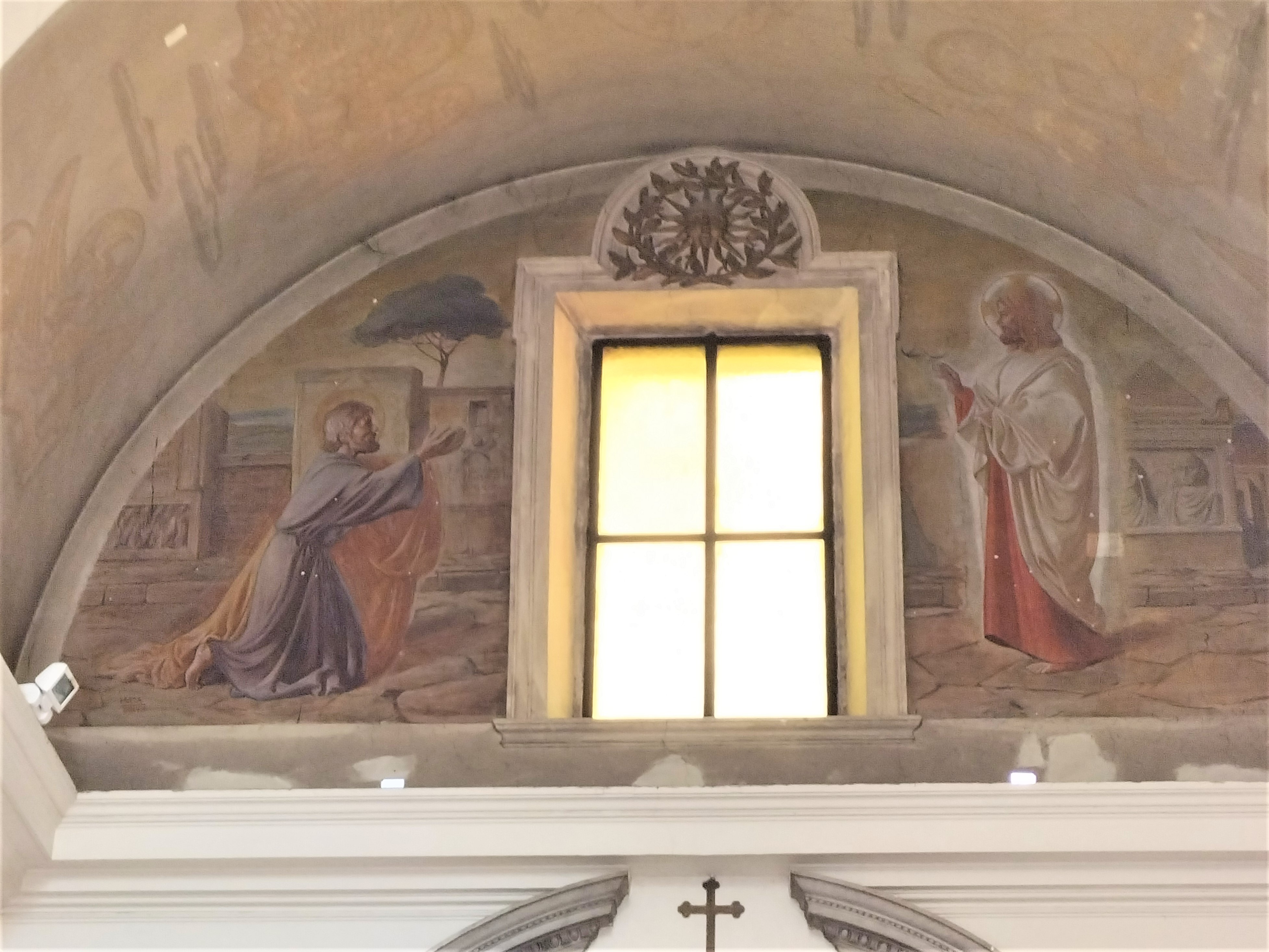 主壇上方壁畫——描繪彼得逃難之際，耶穌向他顯現的畫面。